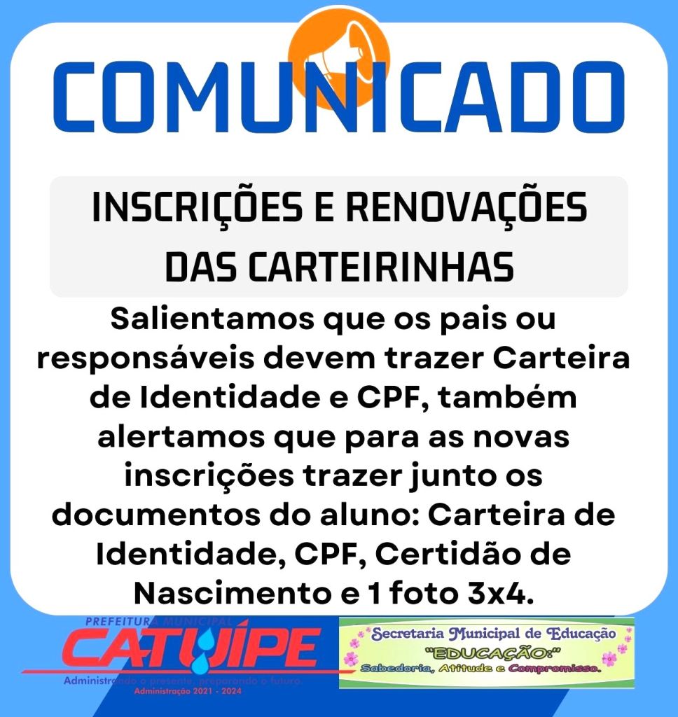 Notícia COMUNICADO DA SECRETARIA MUNICIPAL DE EDUCAÇÃO Prefeitura